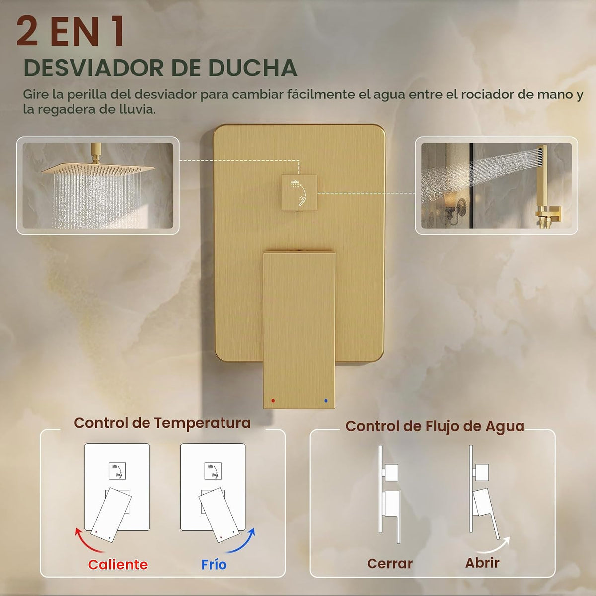 HoliSpa Sistema de ducha de montaje en techo, juego de grifo de duc...