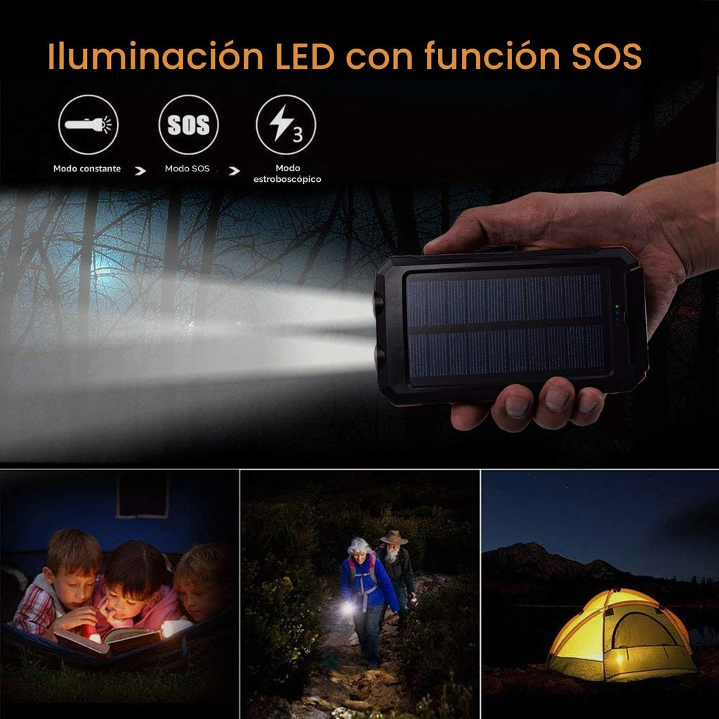 Cargador solar de 20000 mAh, cargador portátil con 4 cables integra...