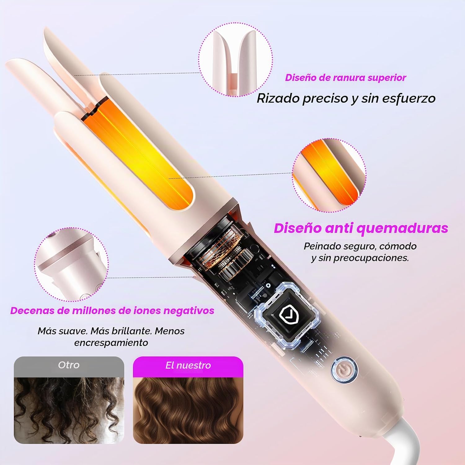 DYHOO Rizador automático, 4 temperaturas, rizador giratorio de 1.25...