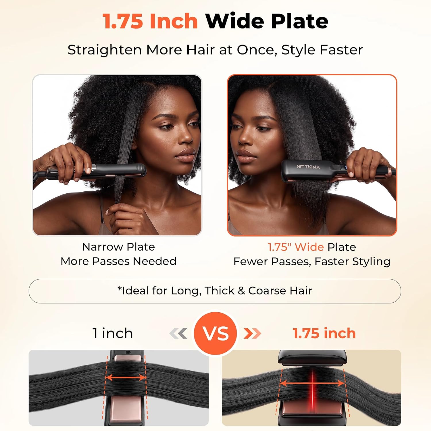 HITTIONA Plancha de cerámica de 1.75 pulgadas de ancho para mujeres...