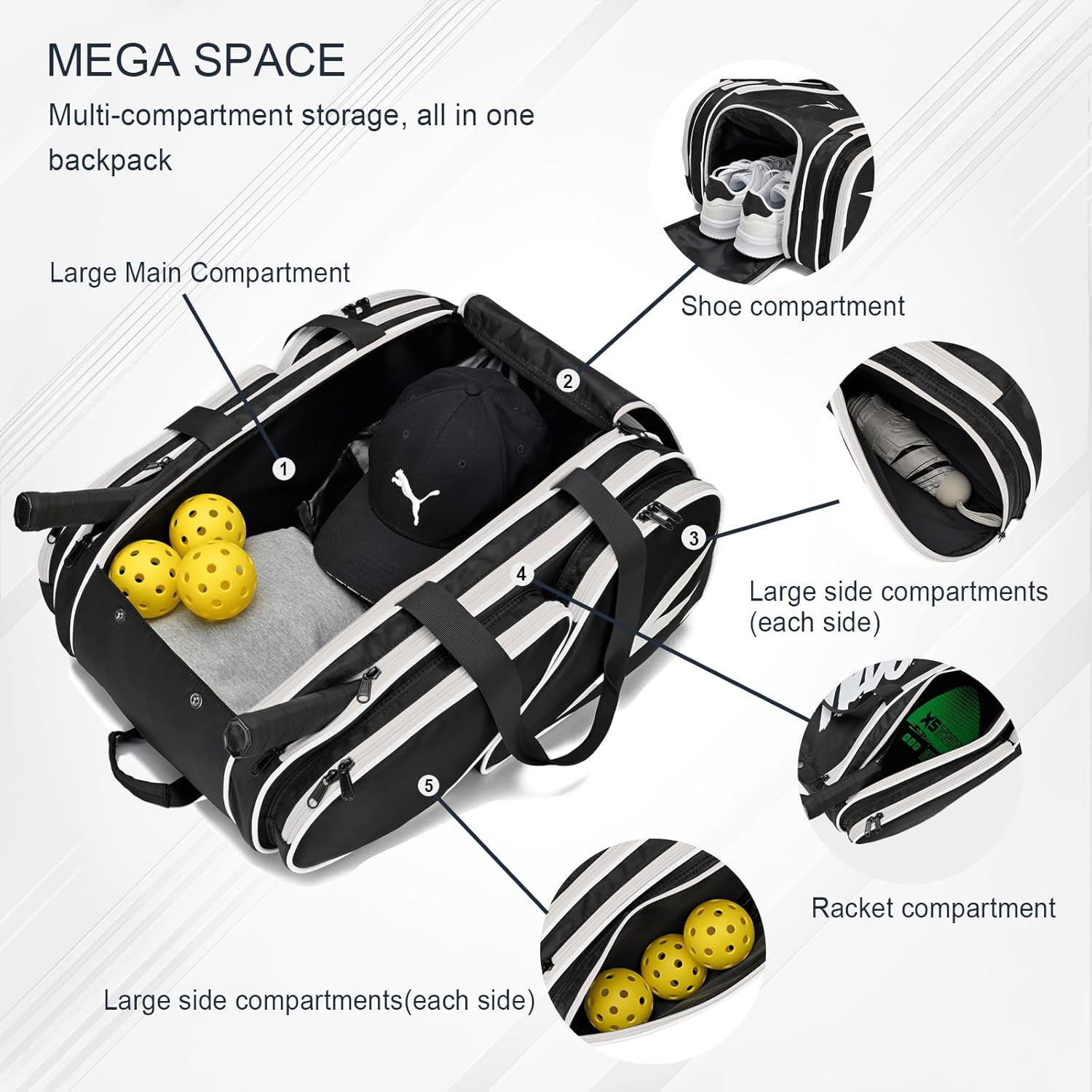 TILDOSAC Bolsa de pickleball \u2013 Bolsa grande de paleta para 4 p...