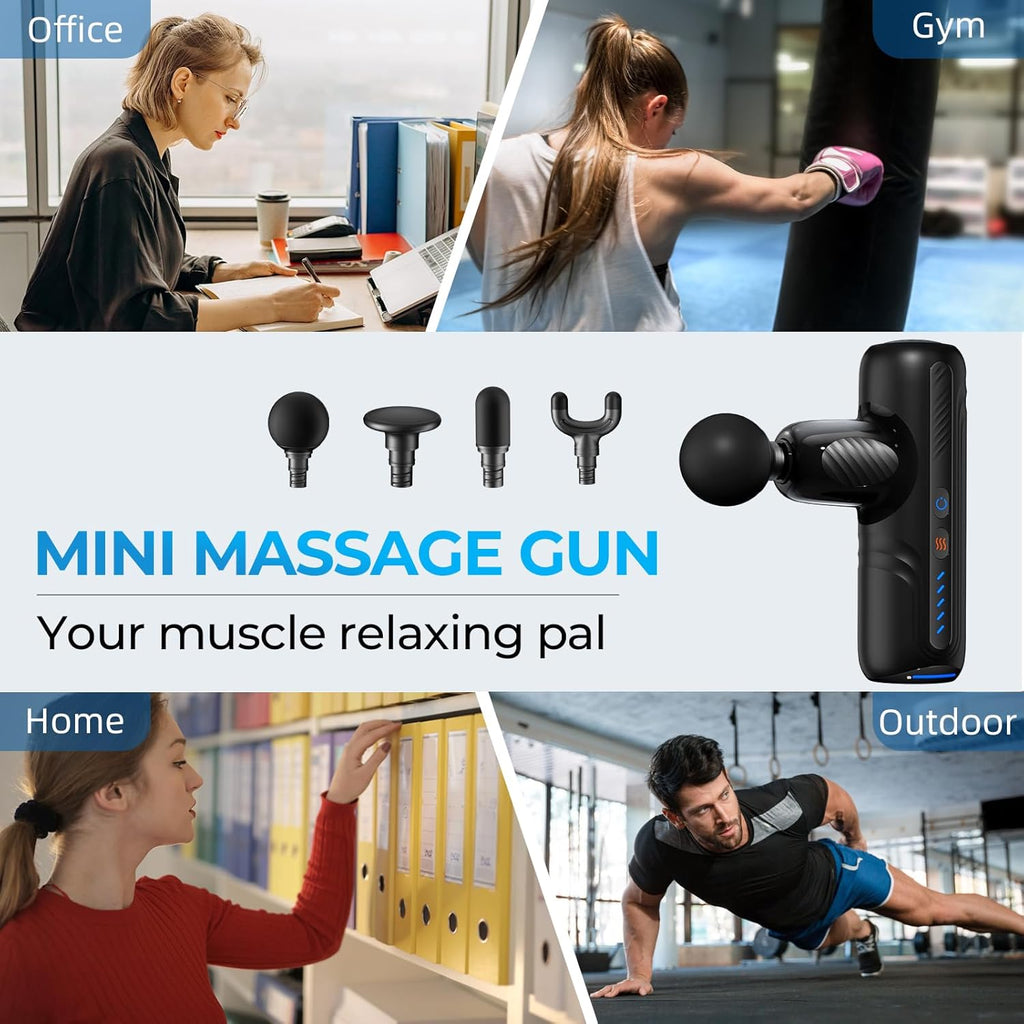 MJSZAP Mini pistola de masaje térmica con calor, masajeador portáti...