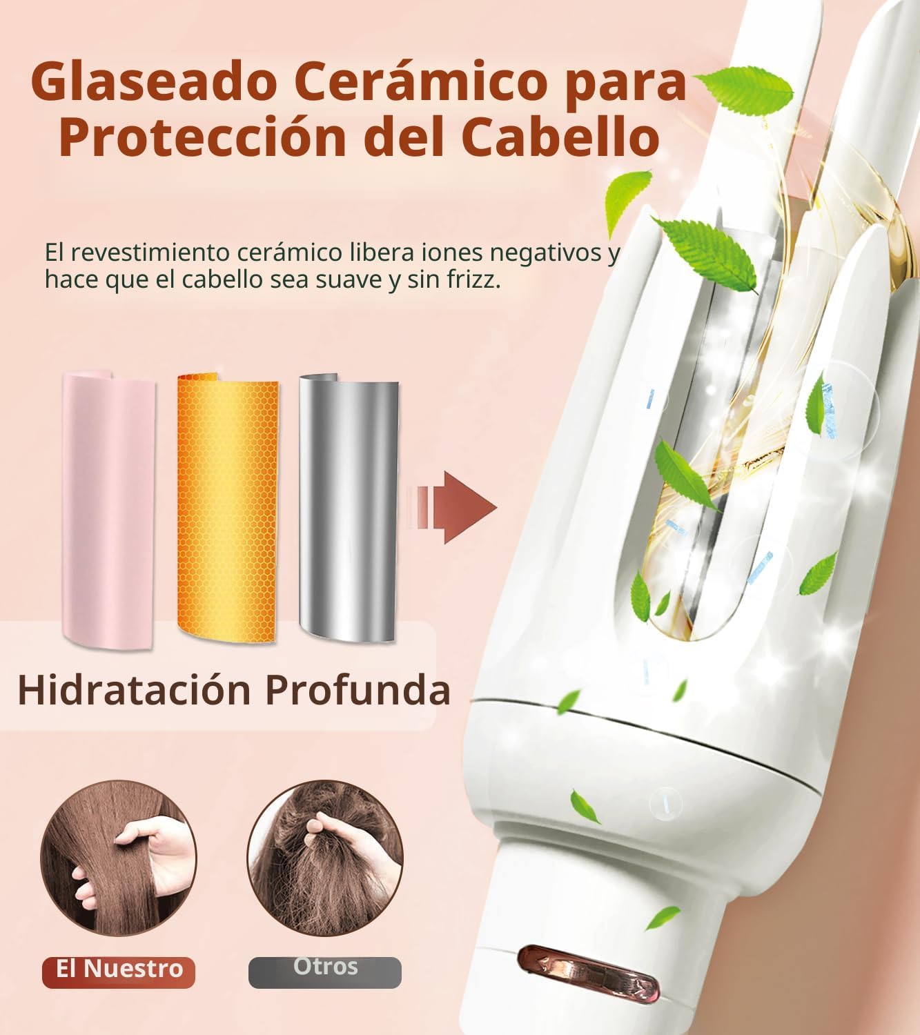 Rizador Automático de Cabello, Plancha de Rizar Automática con 4 Aj...