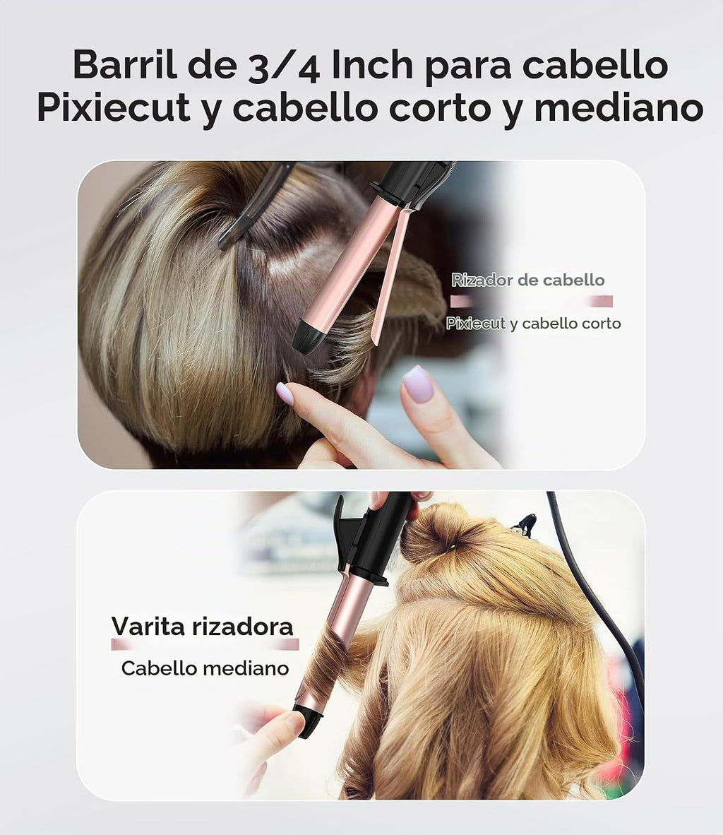 FARERY - Rizador de viaje para cabello corto, 3\/4 pulgadas, doble...
