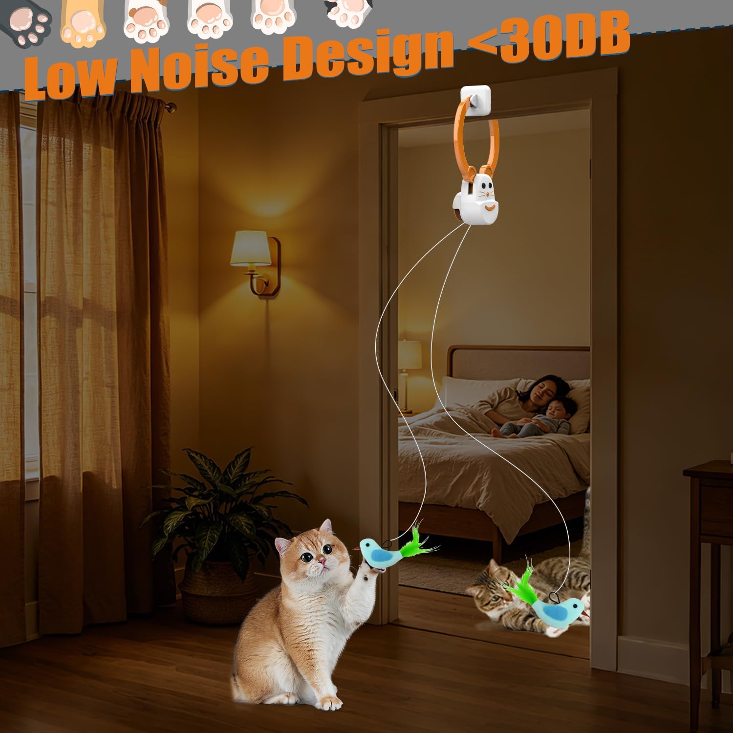 INKZOO Juguetes interactivos para gatos de interior, juguete automá...