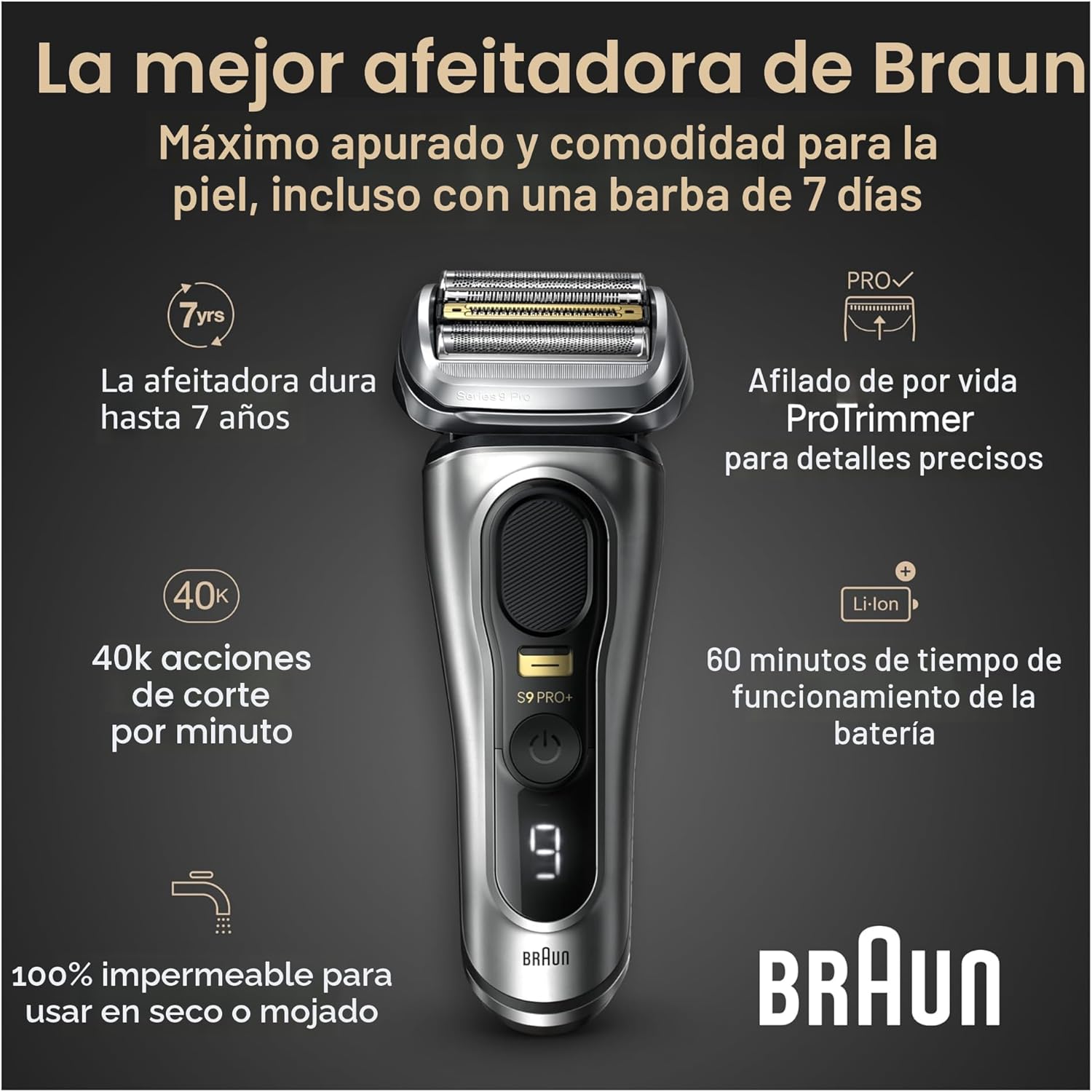 Braun Series 9 9517s PRO+ Afeitadora eléctrica para hombres, 5 elem...