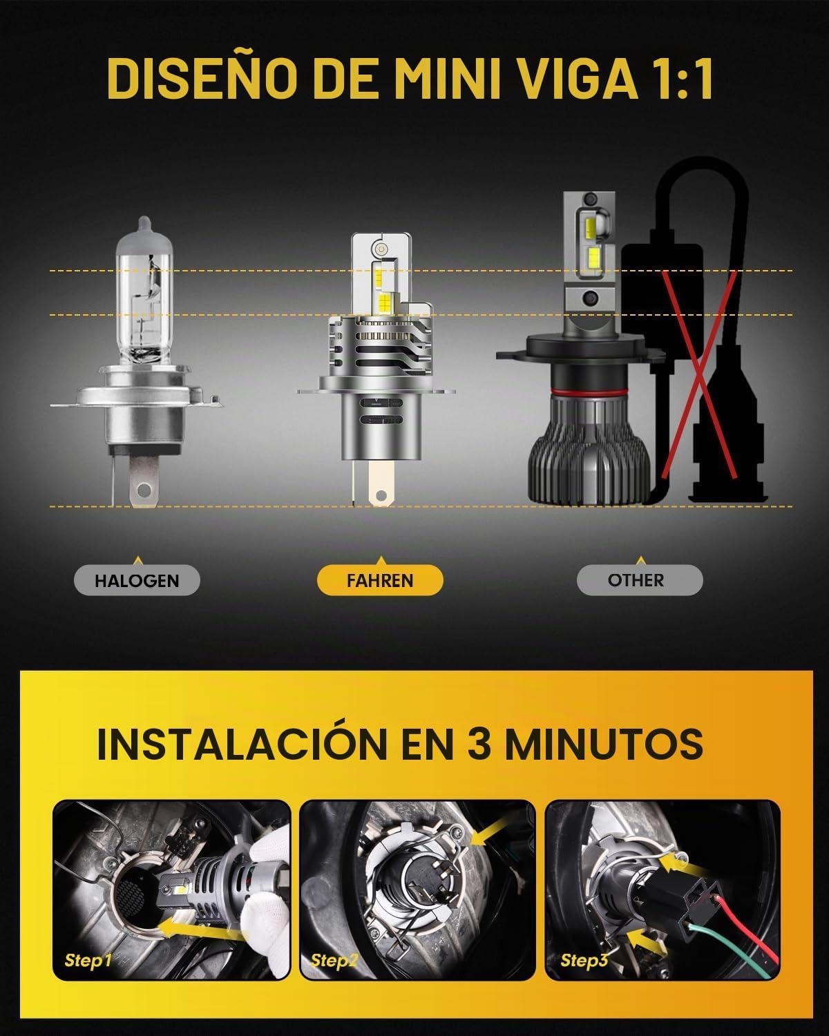 Termitor Bombillas H4\/9003, bombillas 9003\/HB2 de brillo extremo...