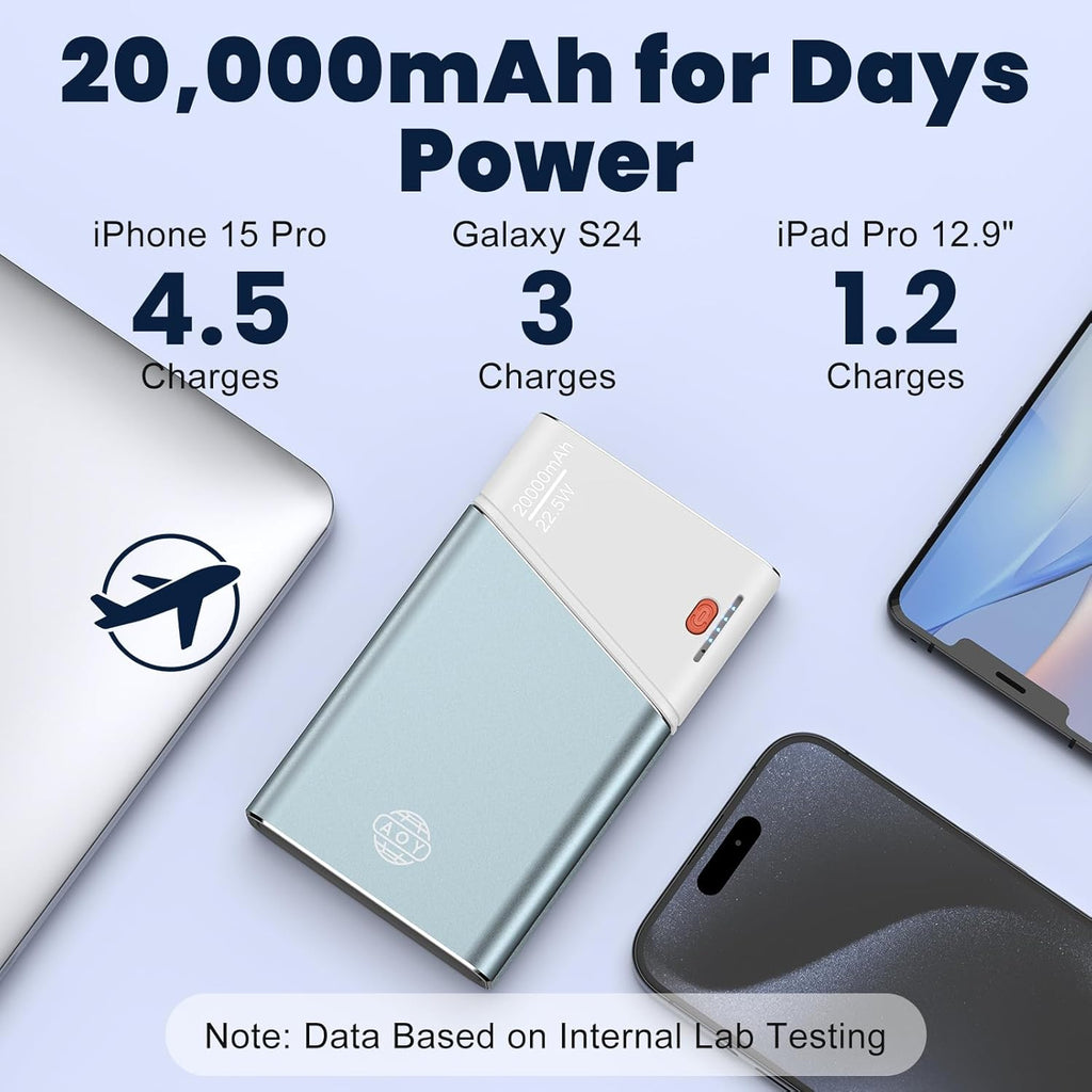 Aaoyun Cargador portátil Power Bank, 20000mAh 22.5W PD carga rápida...