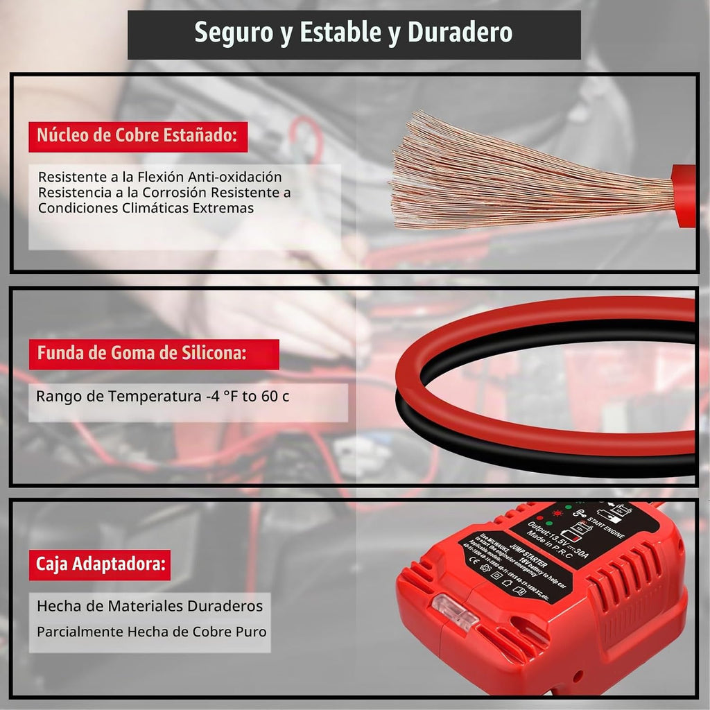 Adaptador de arranque para batería Milwaukee M-18 de 18 V | Cables...