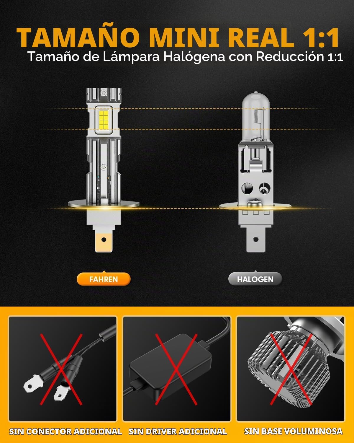FORENNER Bombillas H1 mejoradas 2026, 50000LM 900% de brillo, 6500K...