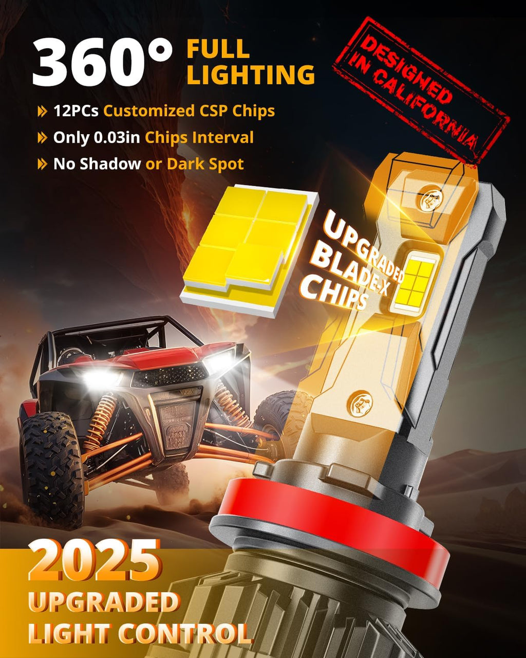 Auxbeam Luz antiniebla H11 H8 H9, serie F22 H11 Powersports, 110W 2...
