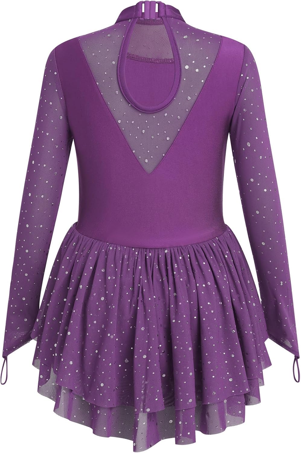ODASDO Vestido de Patinaje Artístico para Niñas, Malla de Manga Lar...