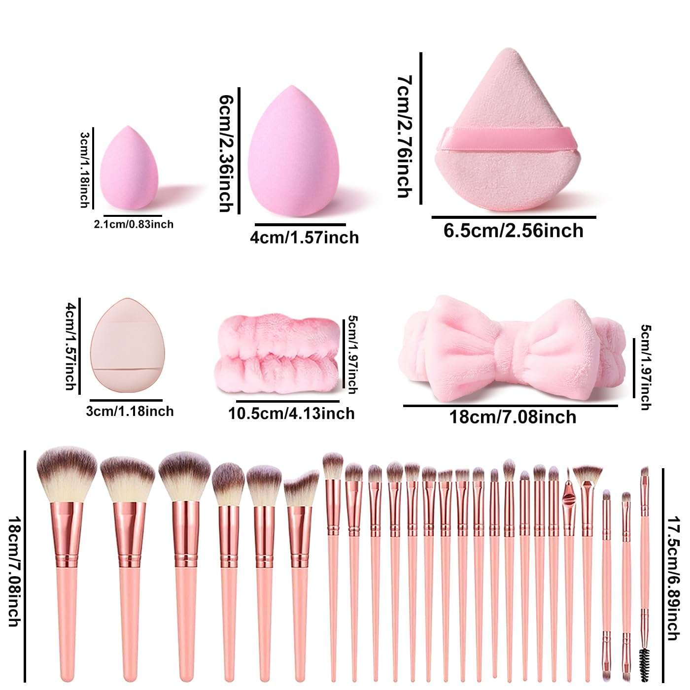 HGHDBT Juego de 36 brochas de maquillaje rosa, kit de maquillaje pr...