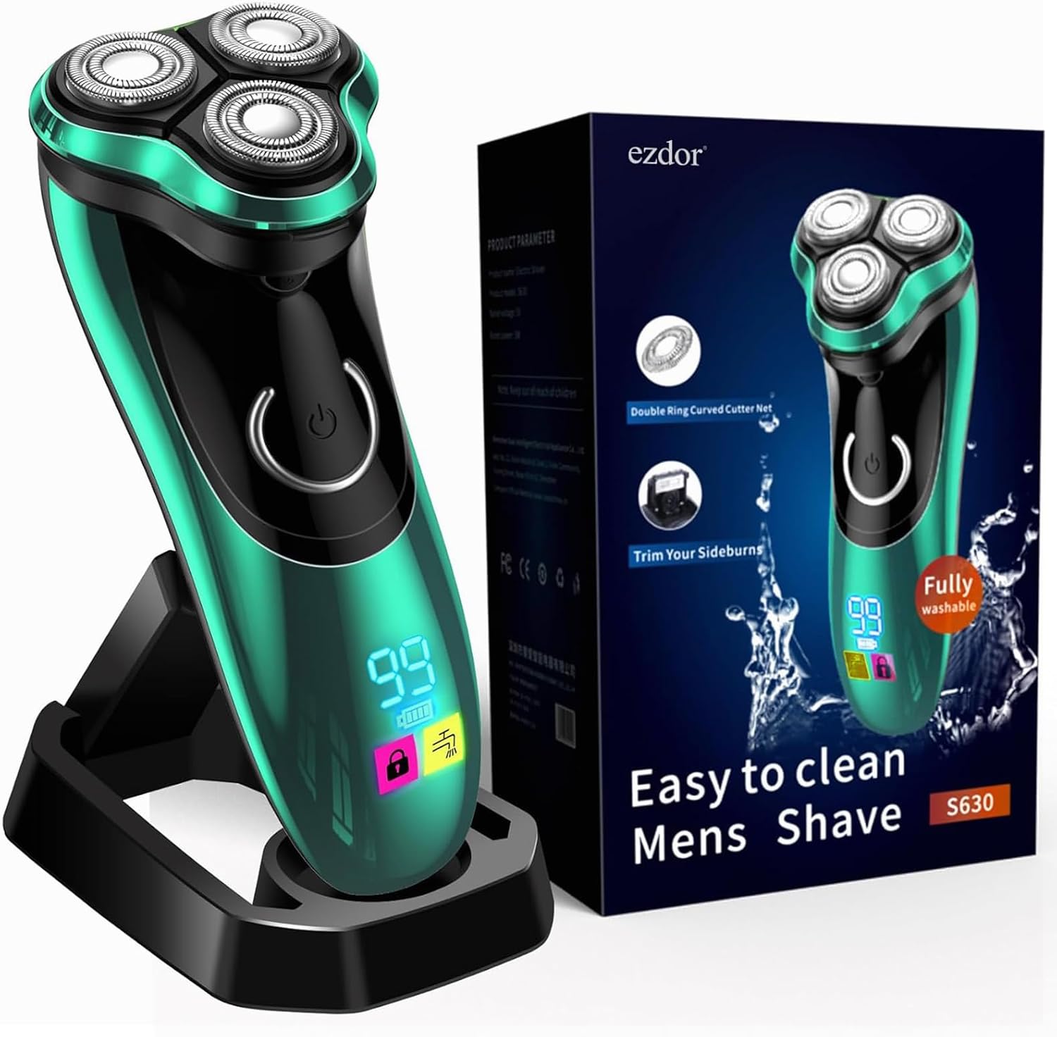 Maquinilla de afeitar eléctrica para hombres, rasuradora giratoria...