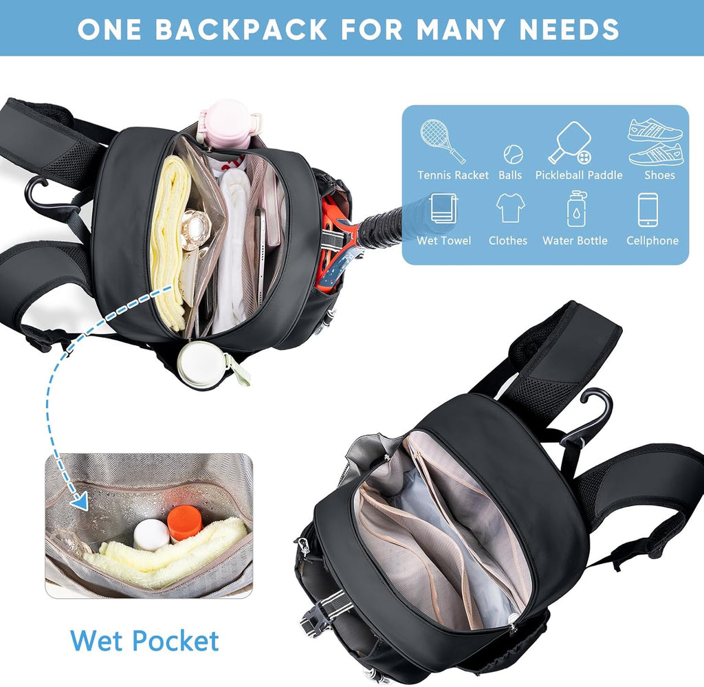 SPORJET Mochila de Tenis con Soporte para 2 Raquetas, Bolsa de Raqu...