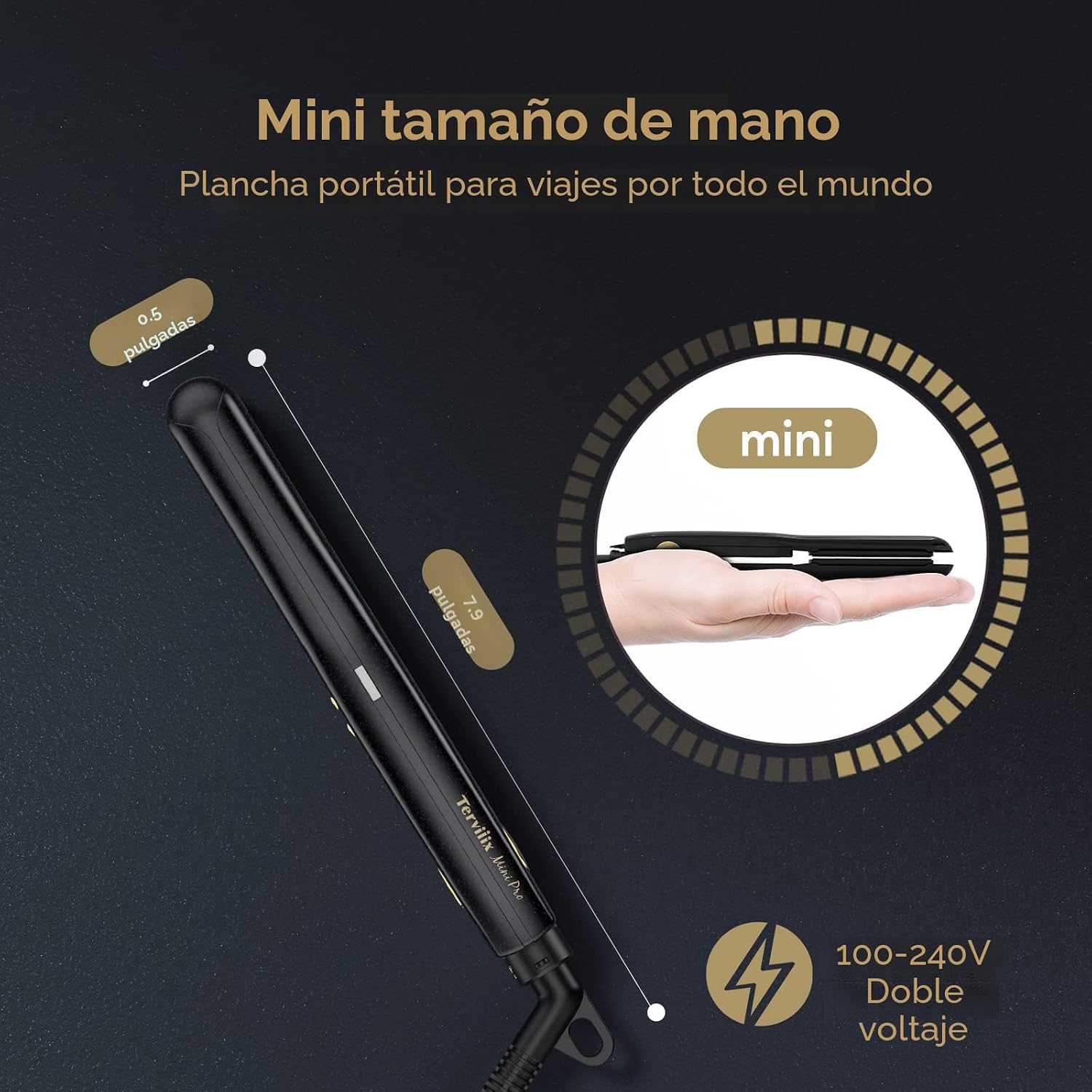 Terviiix Mini plancha plana para cabello corto, temperatura ajustab...