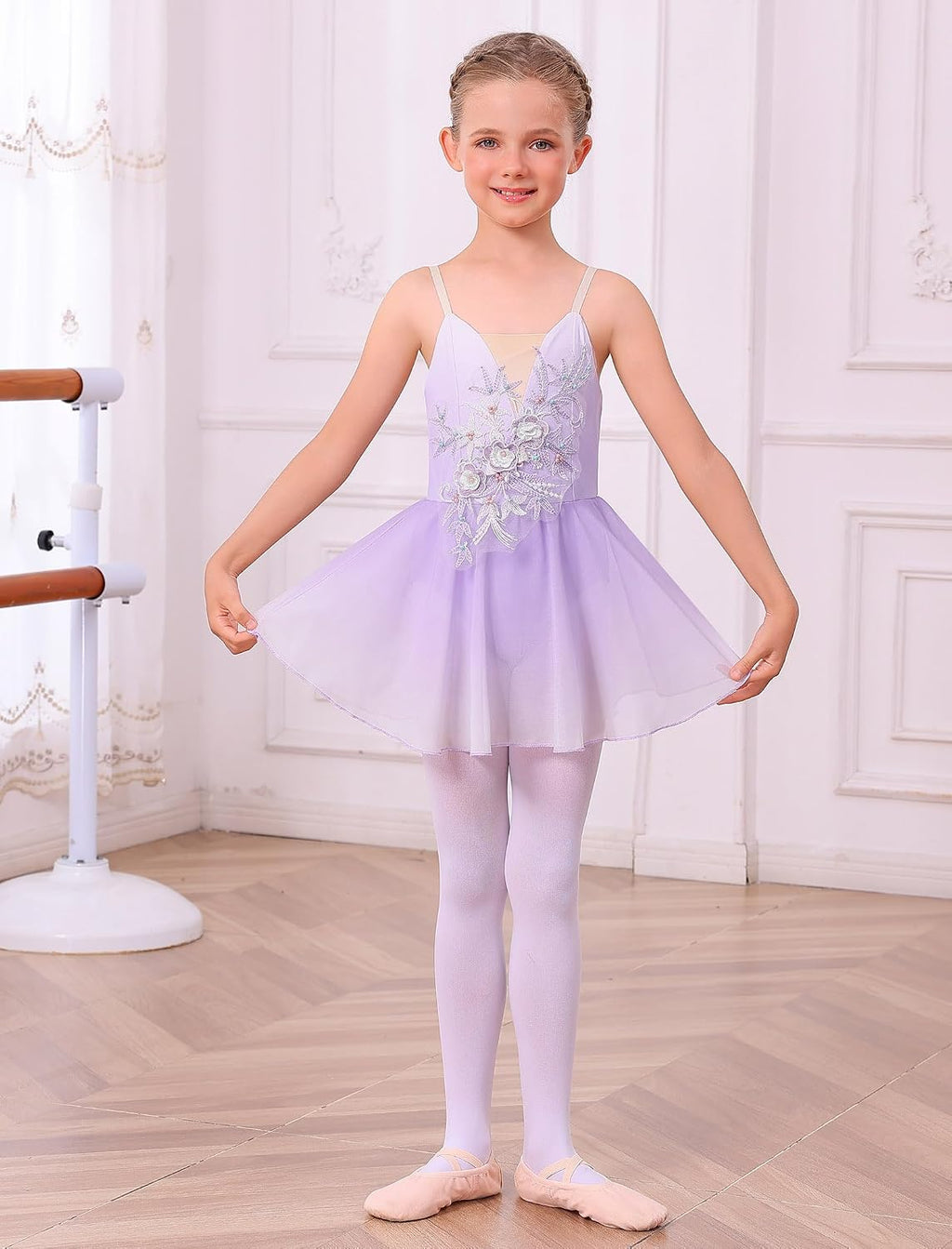 Vestido de patinaje artístico sobre hielo para niñas, lentejuelas b...