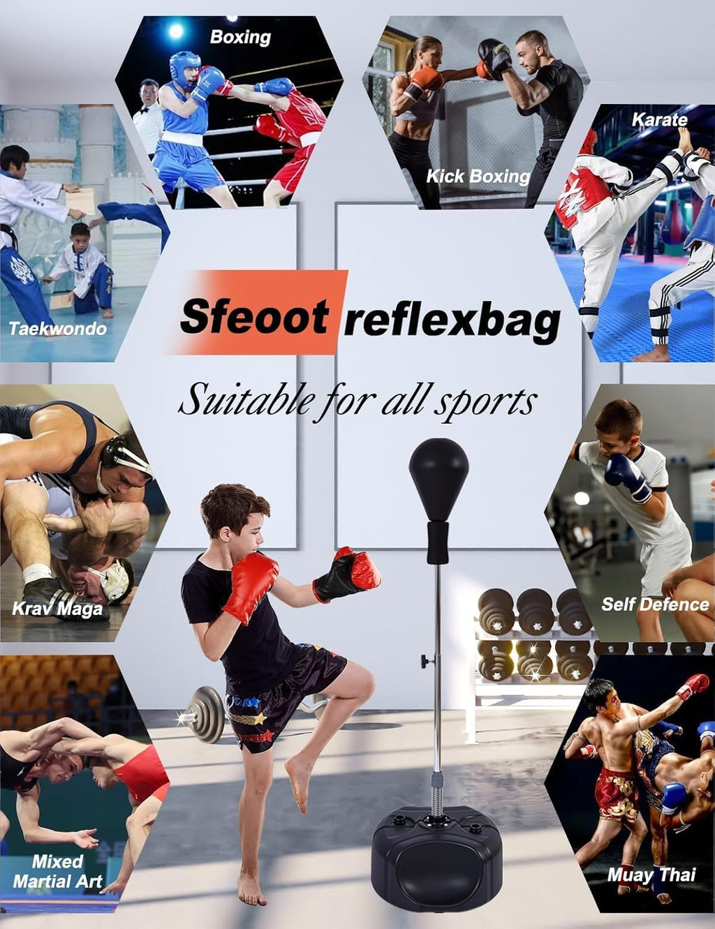 Saco de boxeo con soporte, bolsa de boxeo para adultos, altura ajus...