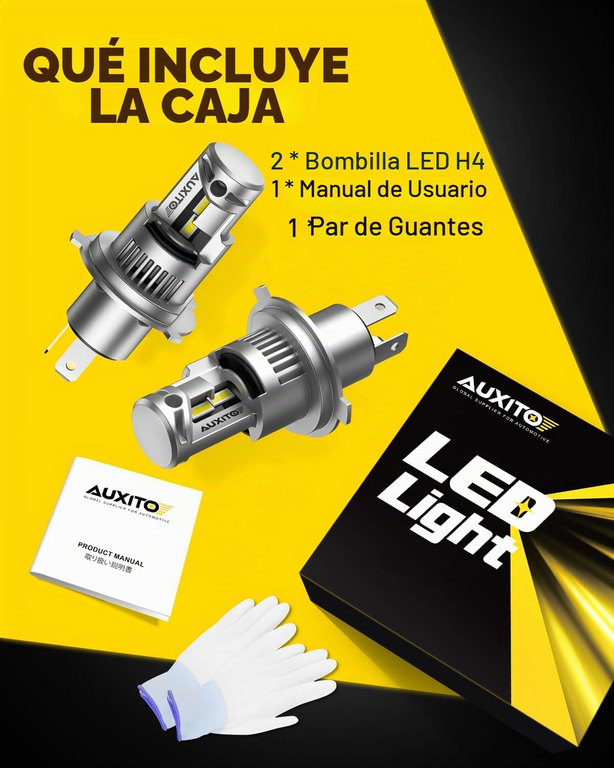 Bombilla AUXITO H4 9003 mejorada, 80.000 lm, 15 veces más brillante...