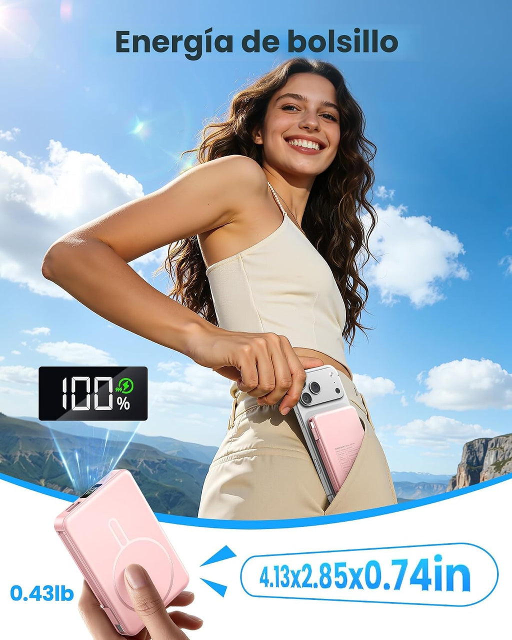 Cargador portátil magnético, banco de energía de carga rápida 22.5W...