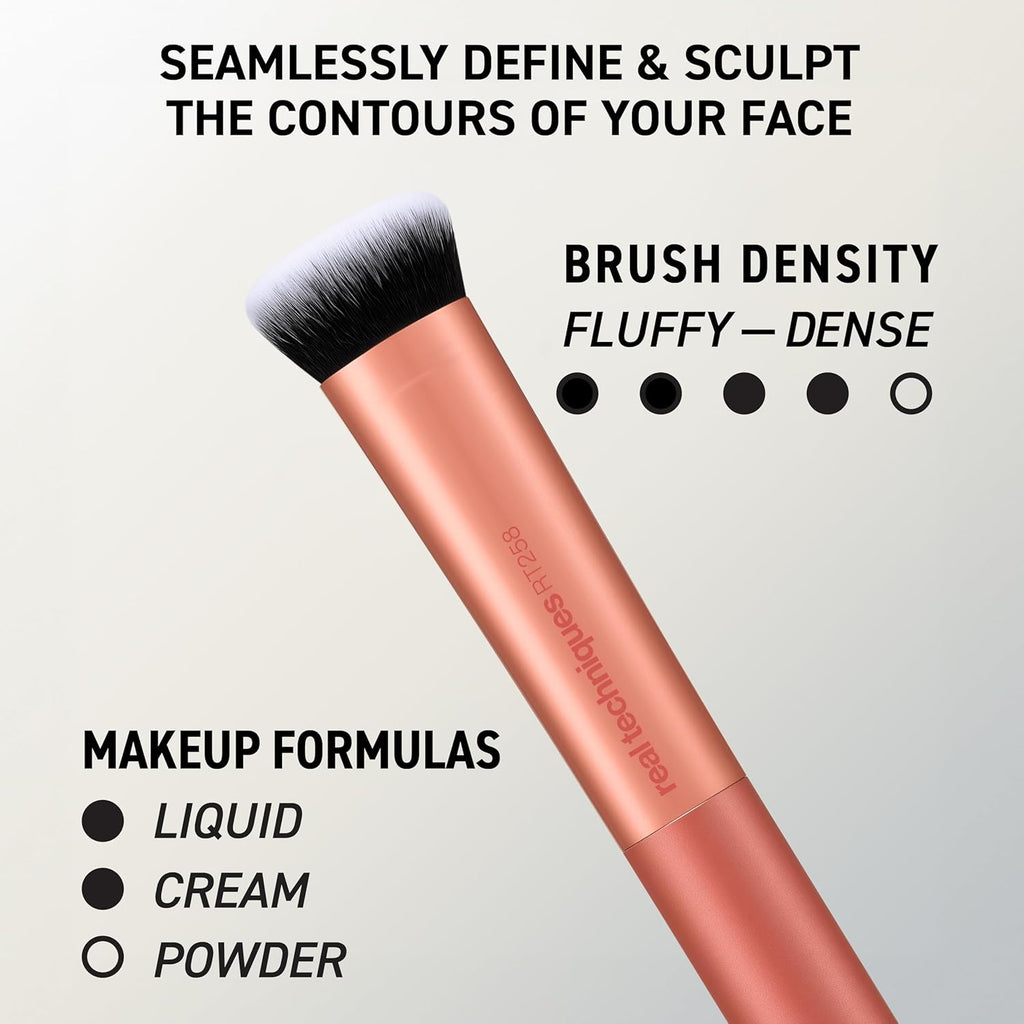 Real Techniques Juego de 4 brochas de maquillaje para base facial,...