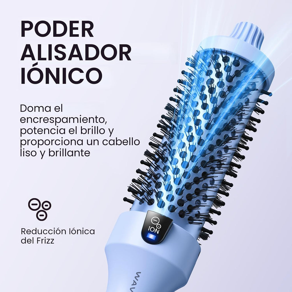 Wavytalk Cepillo térmico Blowout Boost, cepillo redondo calentado d...