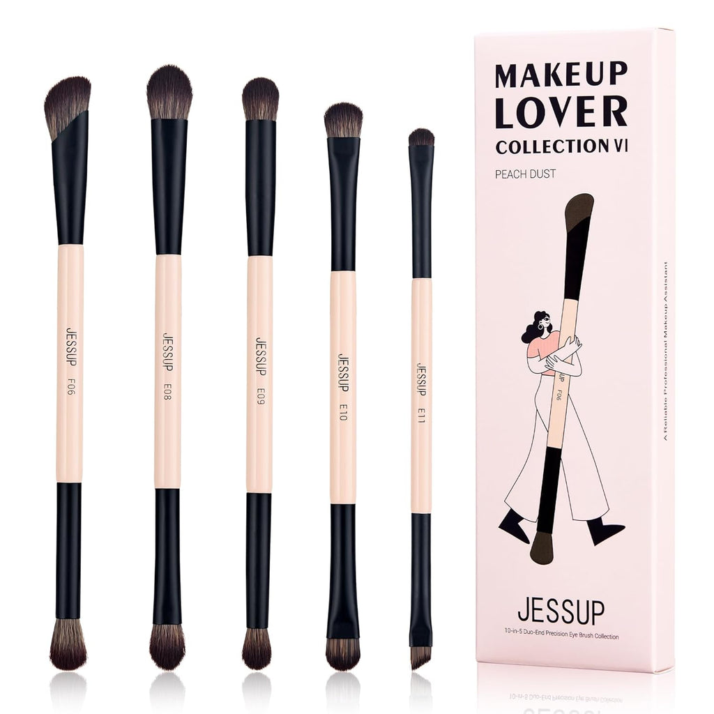 Jessup brochas de maquillaje 5 piezas, juego de brochas de ojos de...