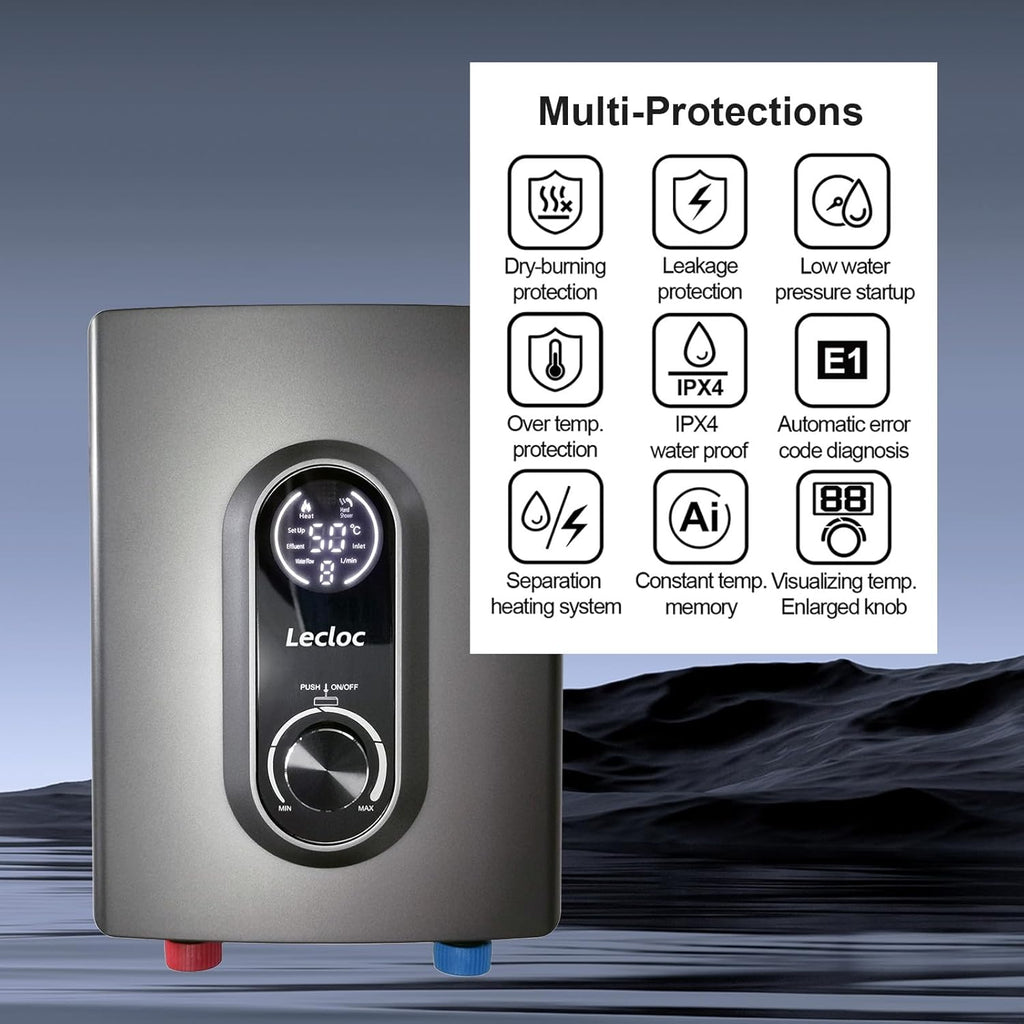 LECLOC Mini calentador de agua instantáneo sin tanque debajo del fr...