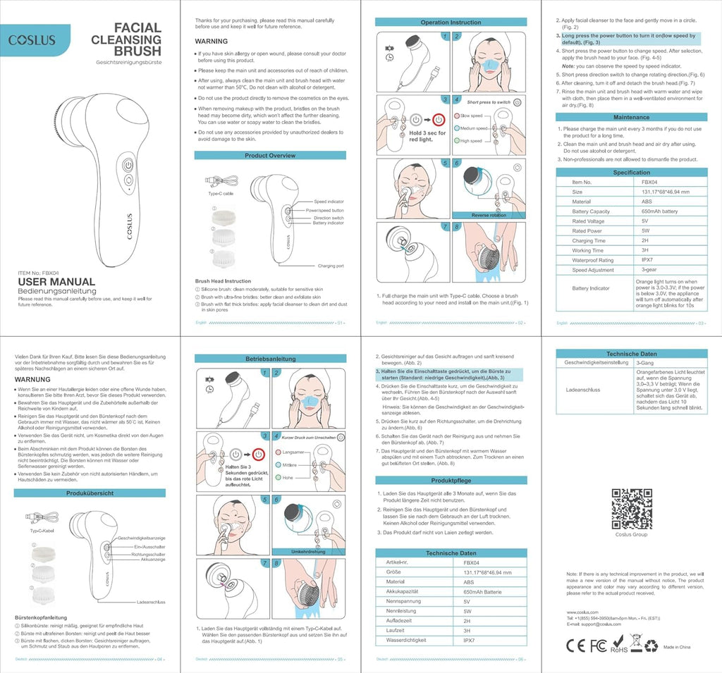 COSLUS Cepillo de limpieza facial accionado: limpiador facial eléct...