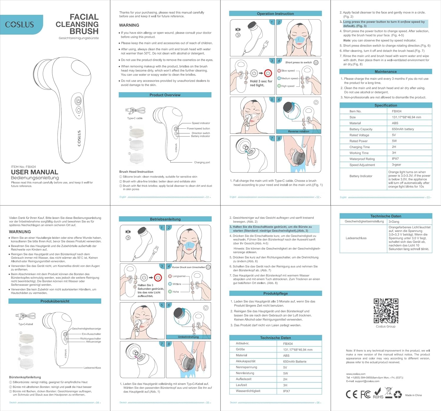 COSLUS Cepillo de limpieza facial accionado: limpiador facial eléct...