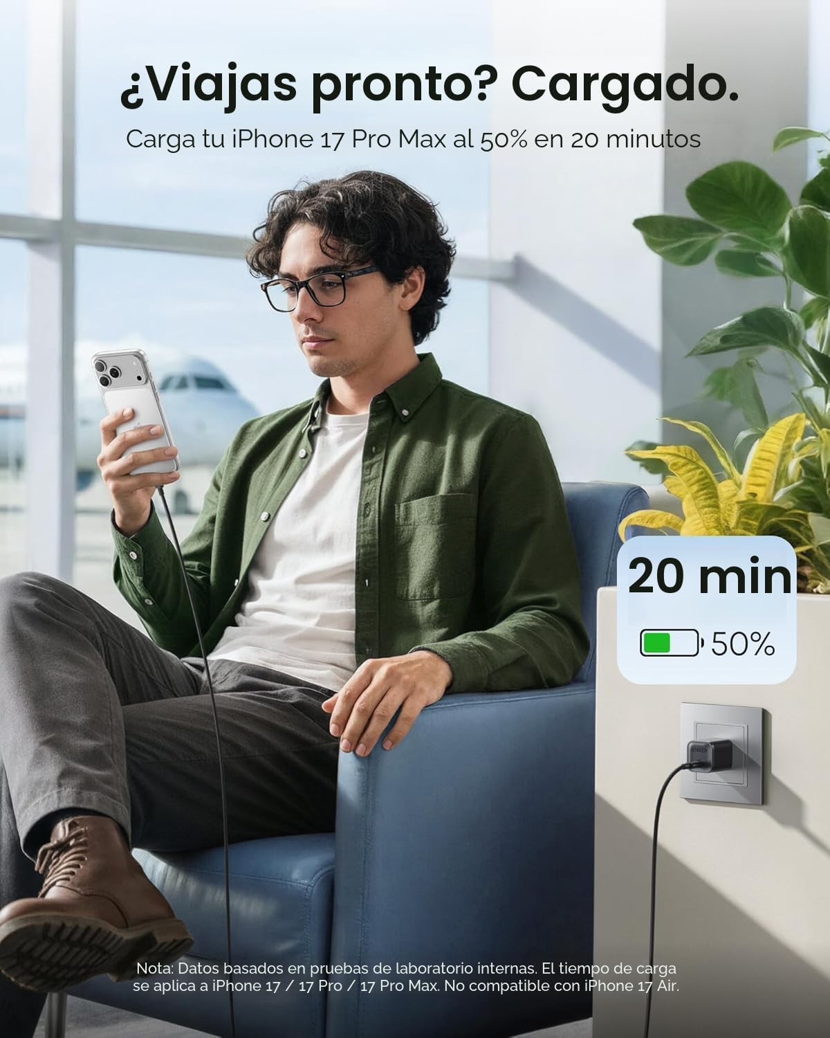 Anker Cargador nano, carga rápida de 45 W, enchufe compacto y plega...