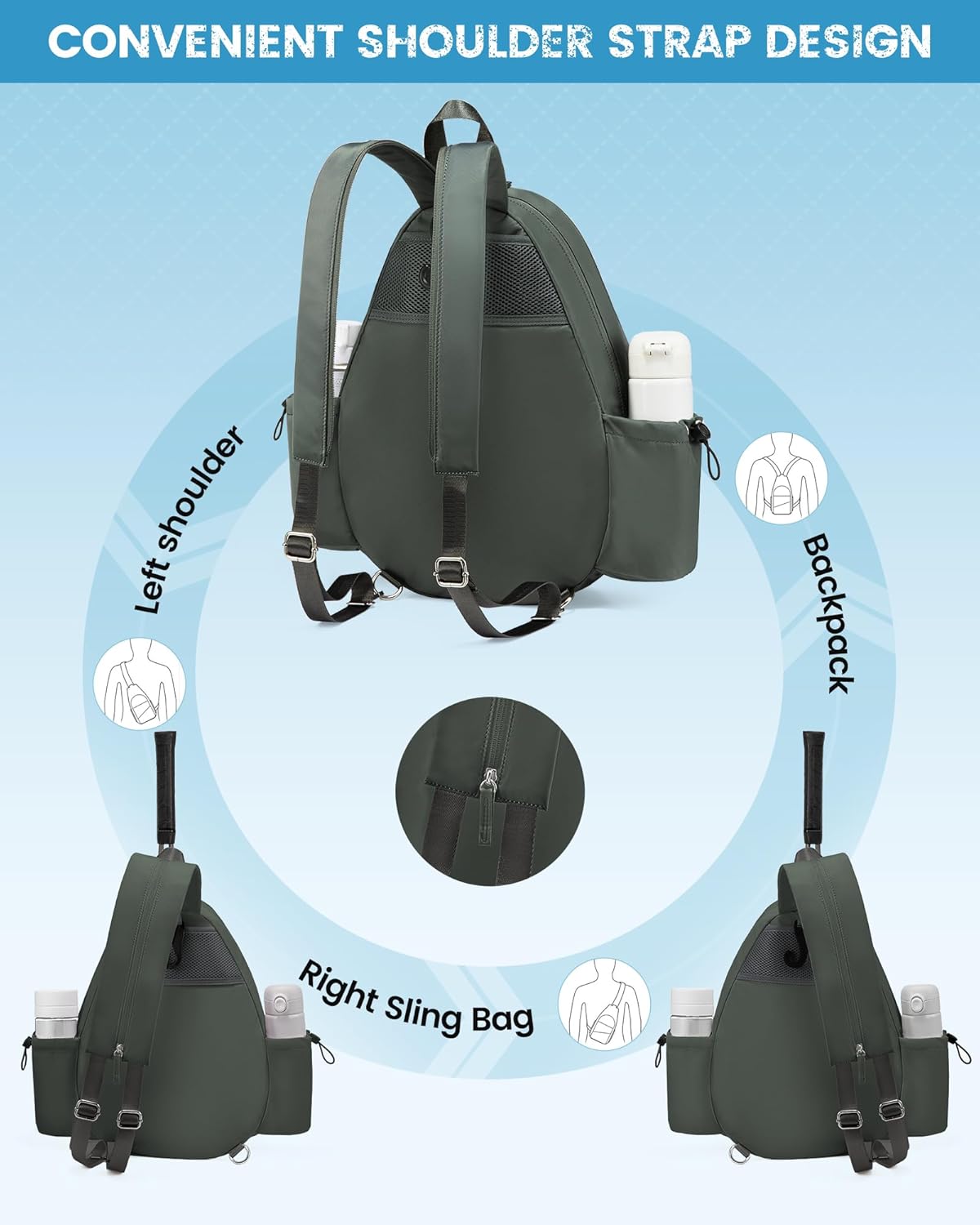 Mochila de tenis Sucipi, mochila de tenis acolchada con bandolera c...