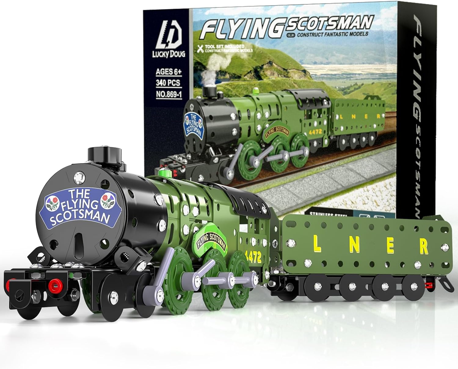 Lucky Doug STEM Building Projects - Juego de tren modelo de juguete...