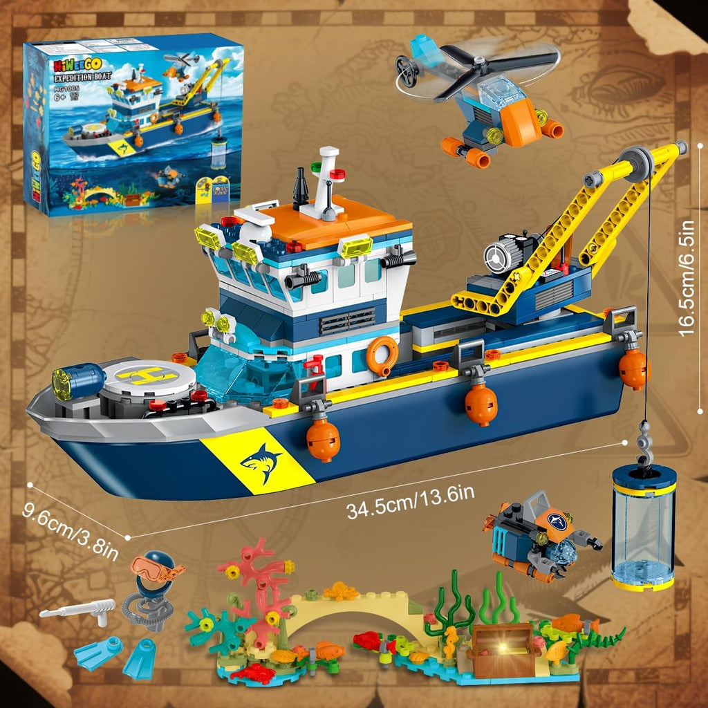 HiWEEGO Juego de construcción de barco flotante de ciudad con luz L...