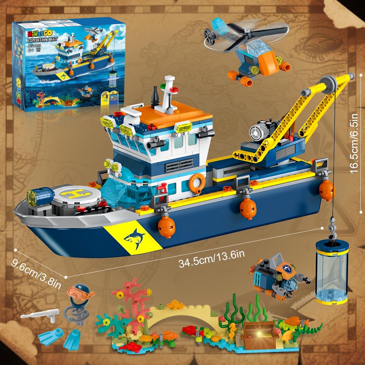 HiWEEGO Juego de construcción de barco flotante de ciudad con luz L...