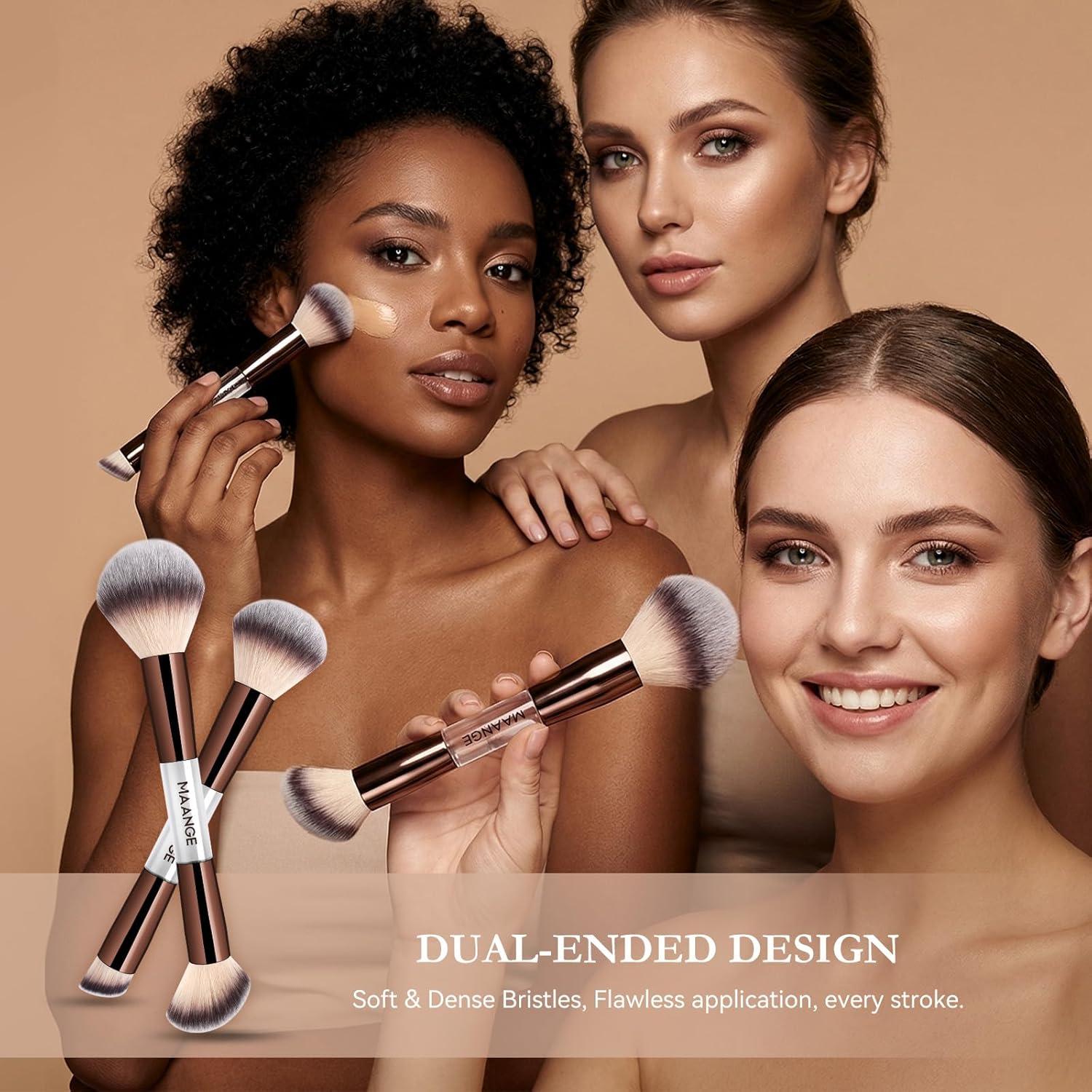 MAANGE Juego de 7 pinceles de maquillaje con bolsa, brochas de maqu...