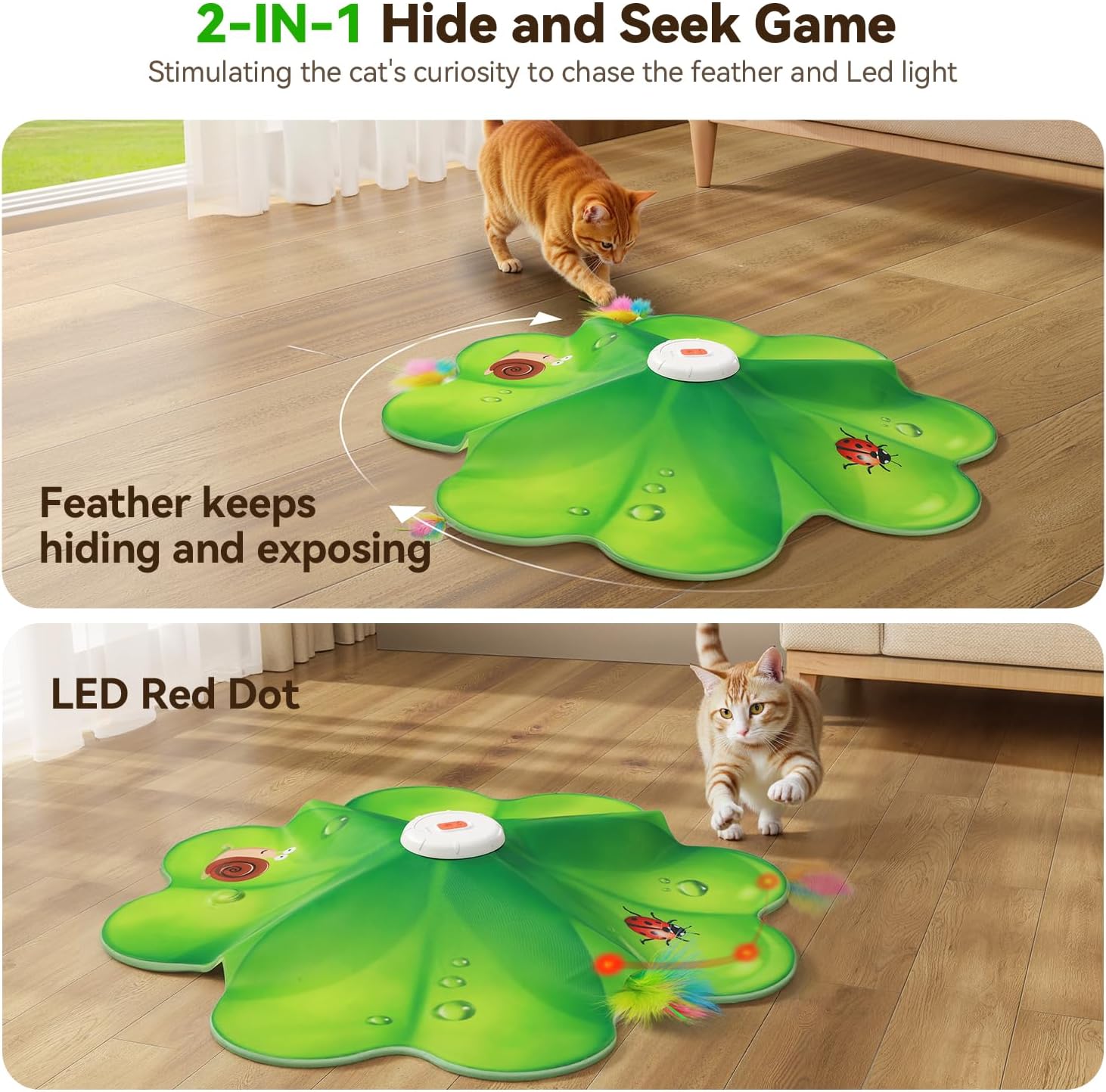 FEELNEEDY Juguetes recargables para gatos, Juego de Escondite 2 en...