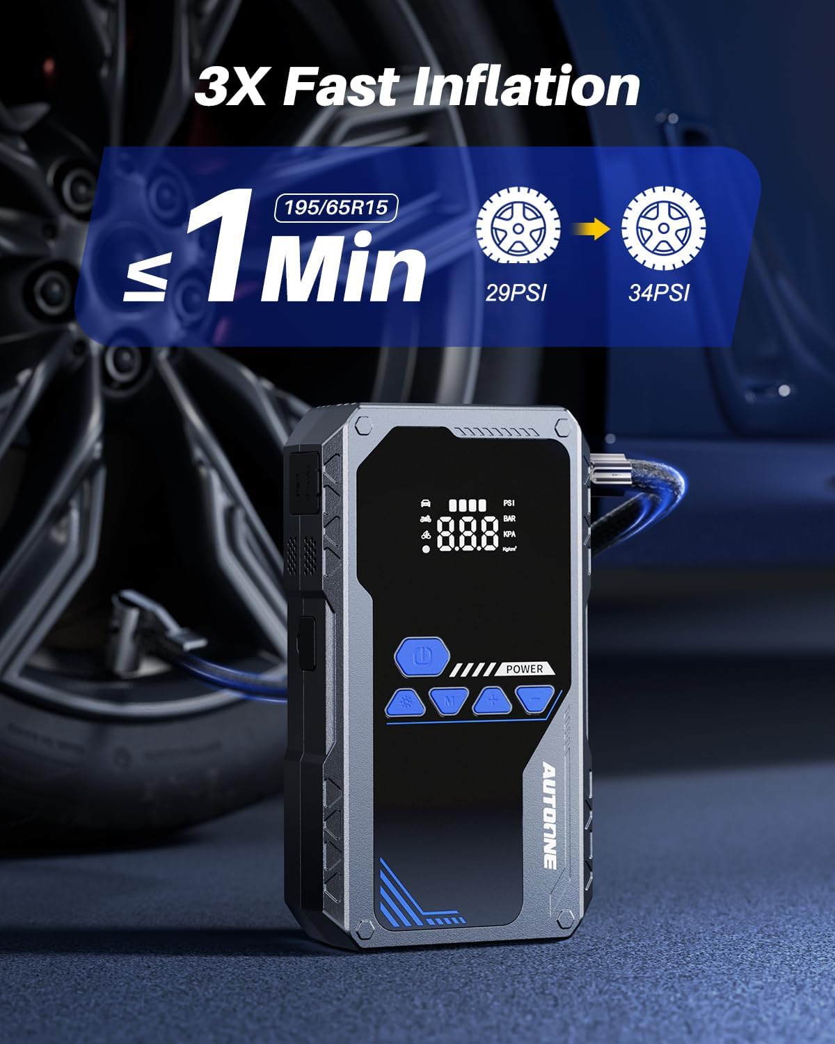 AUTOONE Arrancador de 6000A con compresor de aire (todo gas\/10L di...