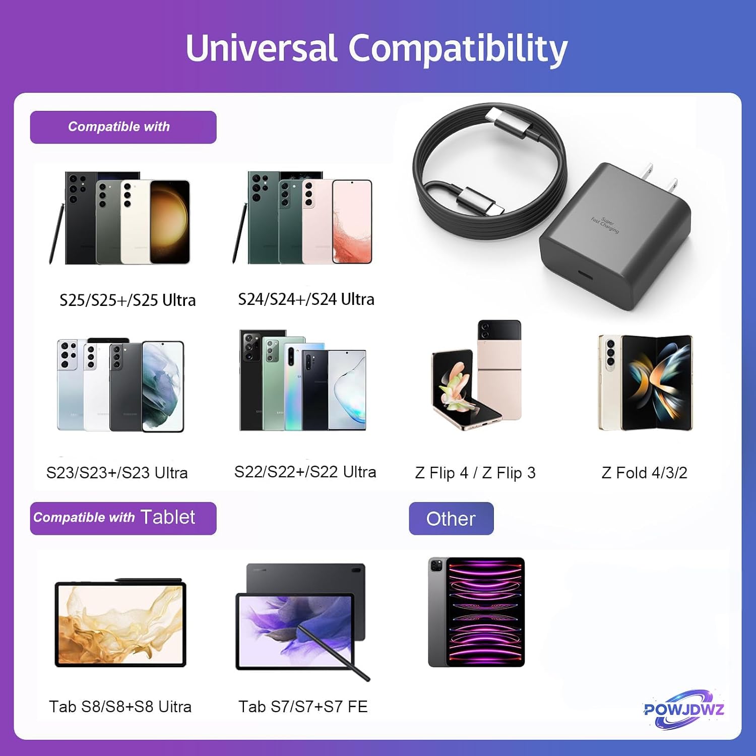 POWJDWZ Cargador USB C de 45 W, carga súper rápida tipo C compatibl...
