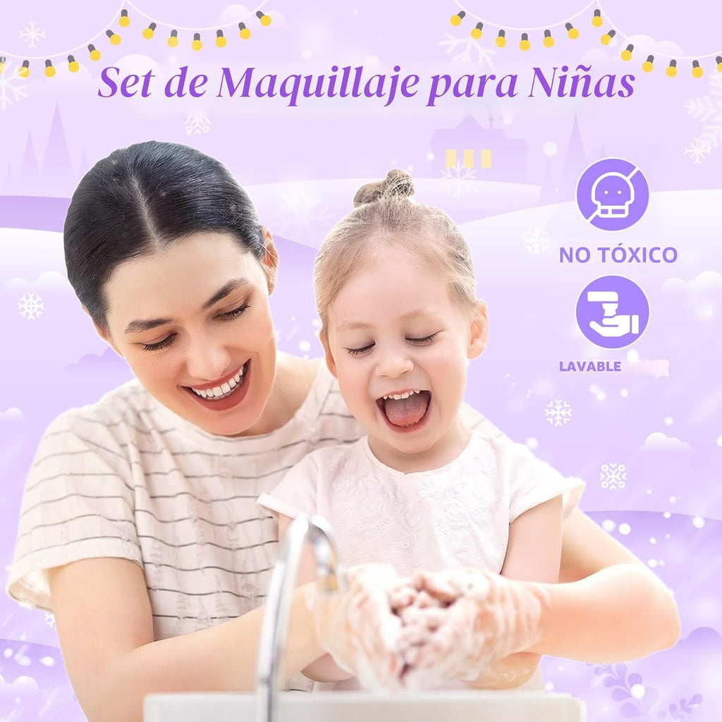 GirlsHome Kit de maquillaje infantil de 57 piezas para niñas, no tó...