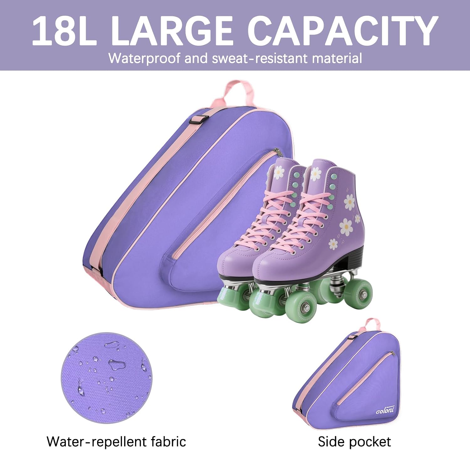 Goloni Bolsa de patinaje para patines de hielo, patines en línea, p...