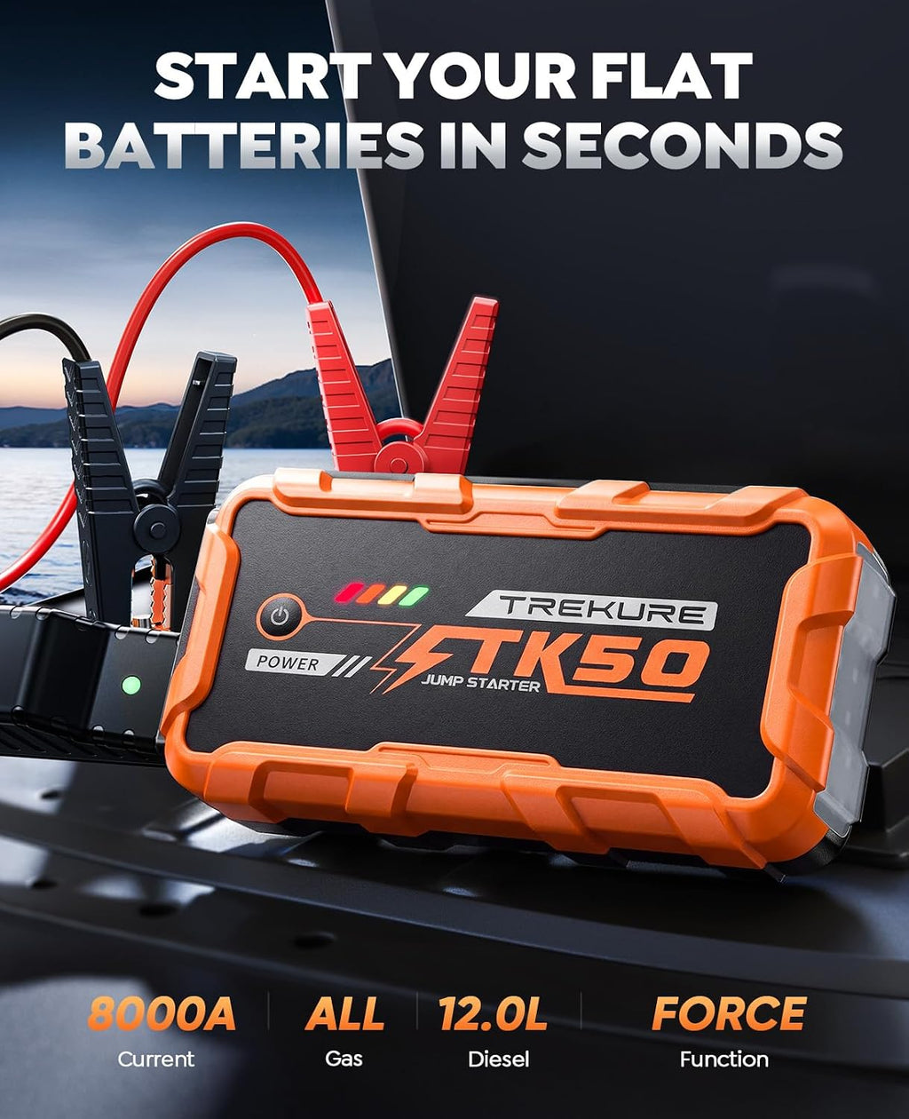 TREKURE Arrancador portátil de coche 8000A 26800mAh, arrancador de...