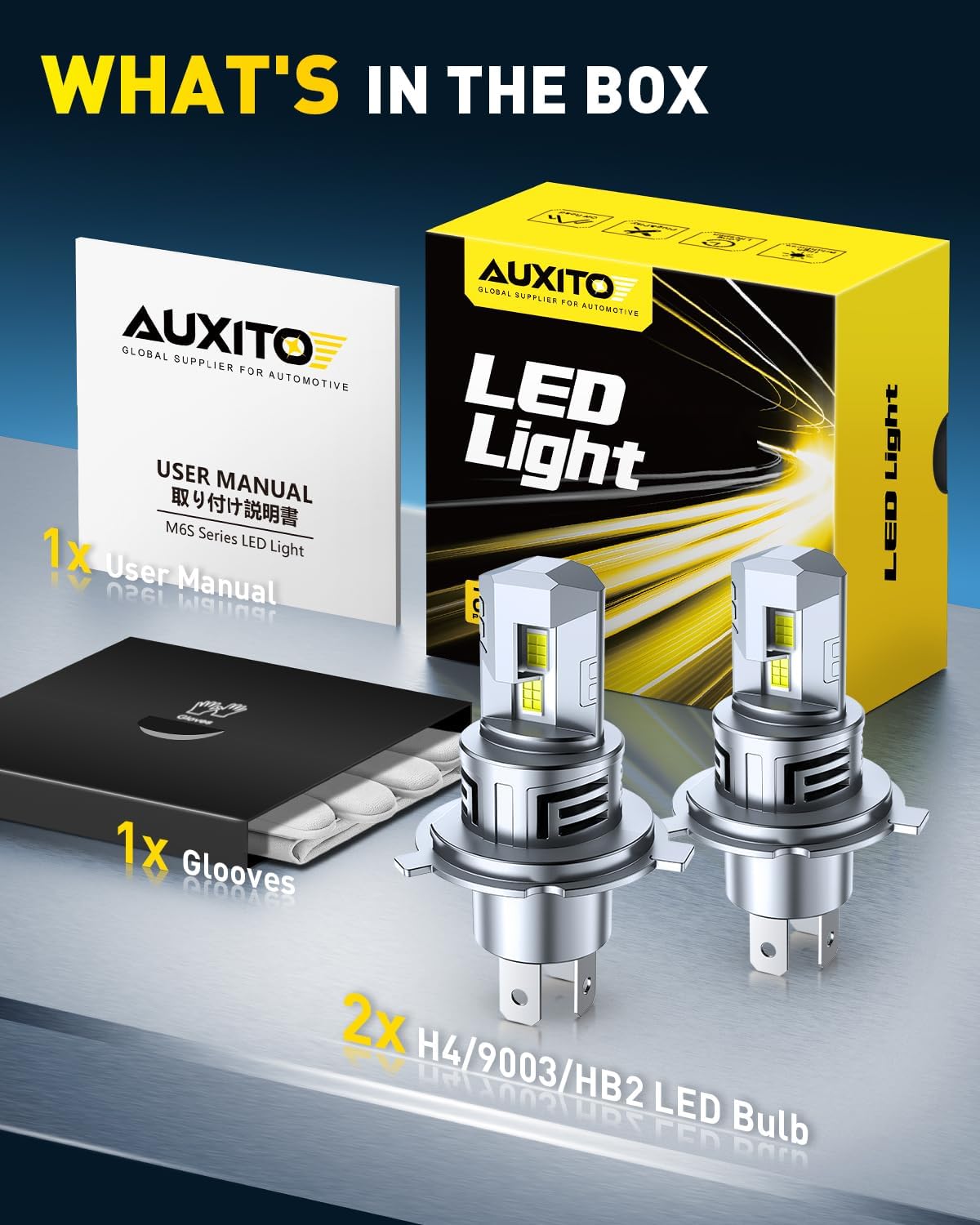 AUXITO Bombillas LED H4 9003, 50000 lúmenes, 6500 K, color blanco,...