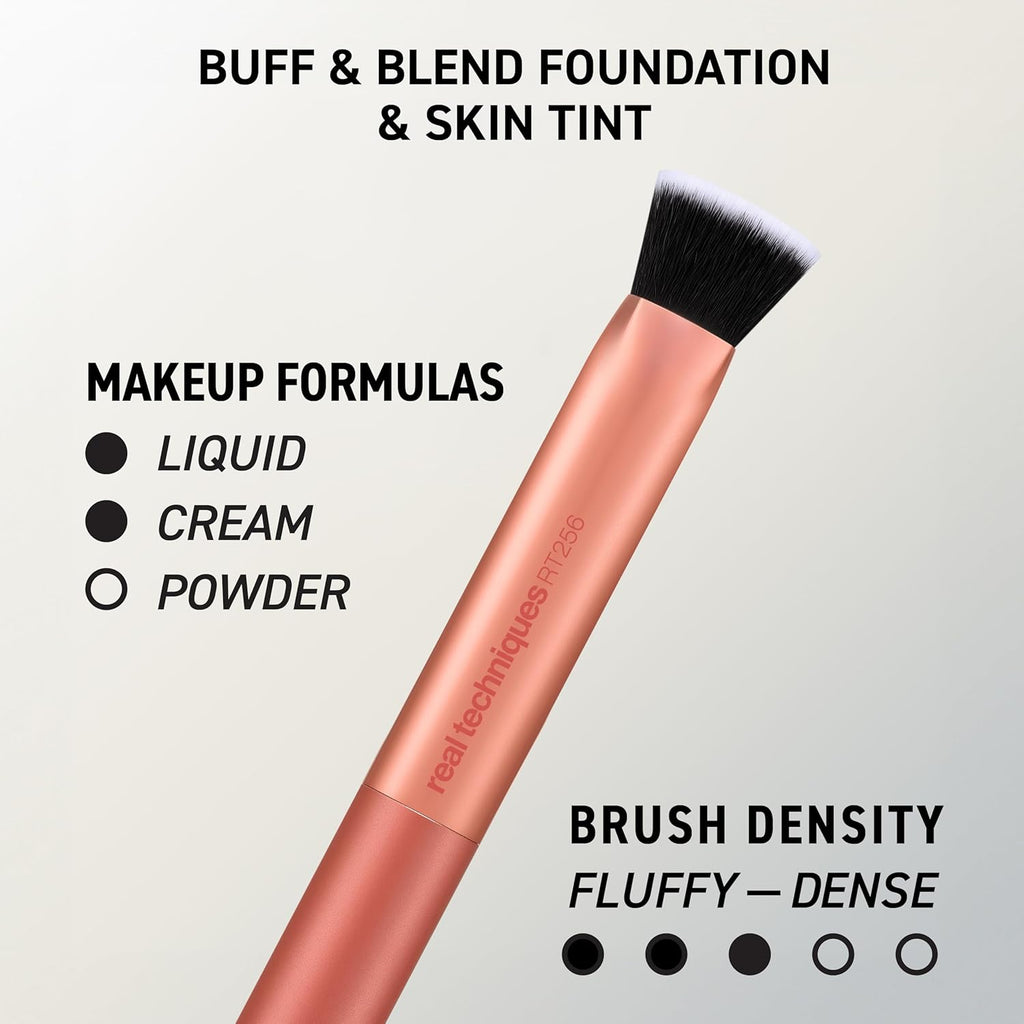 Real Techniques Juego de 4 brochas de maquillaje para base facial,...