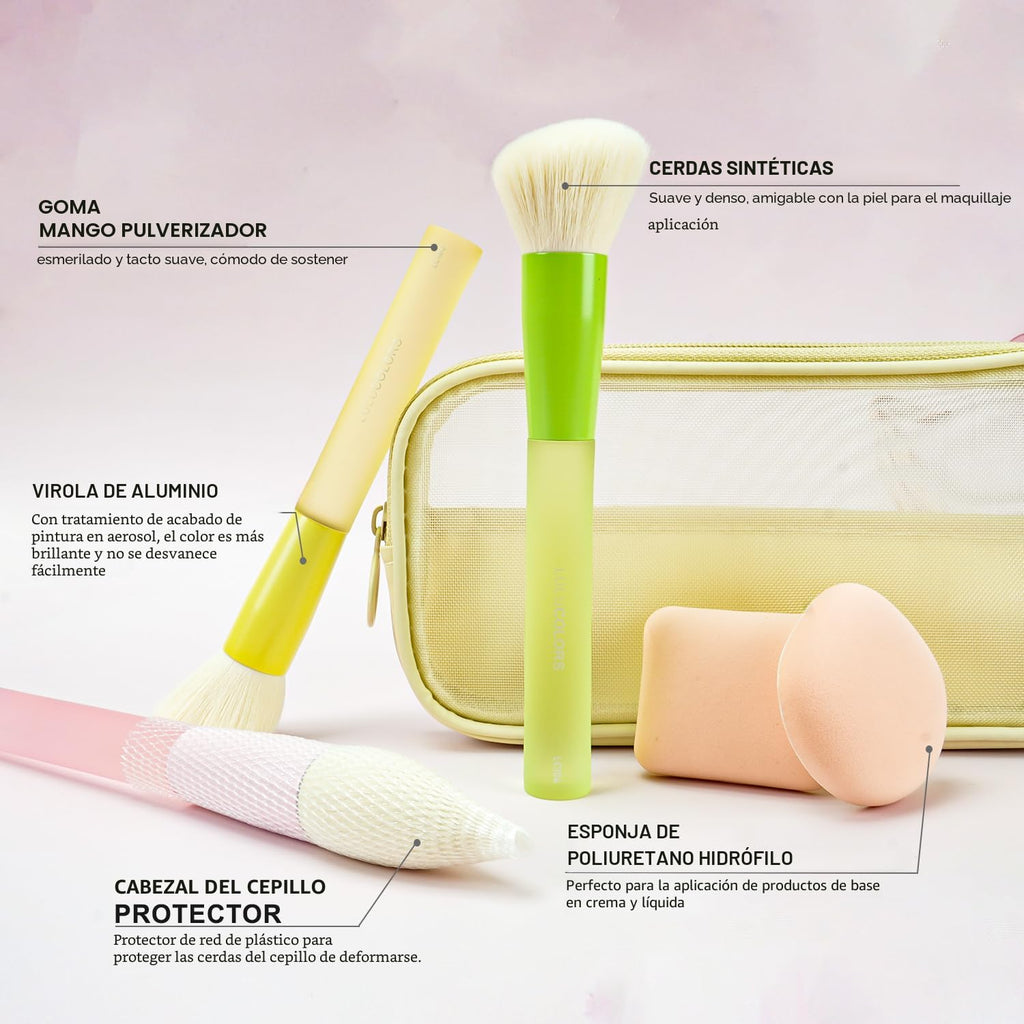 LULUCOLORS Juego de 18 pinceles de maquillaje para principiantes -...