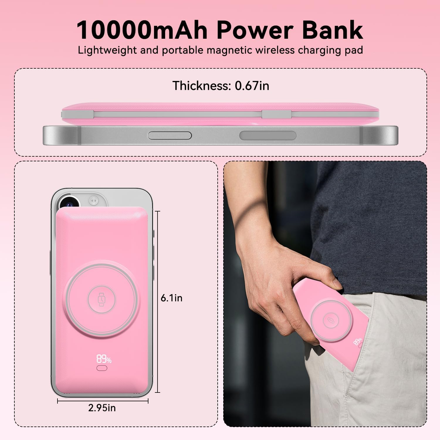 Cargador Portátil Magnético de 10000mAh para iWatch e iPhone, Banco...