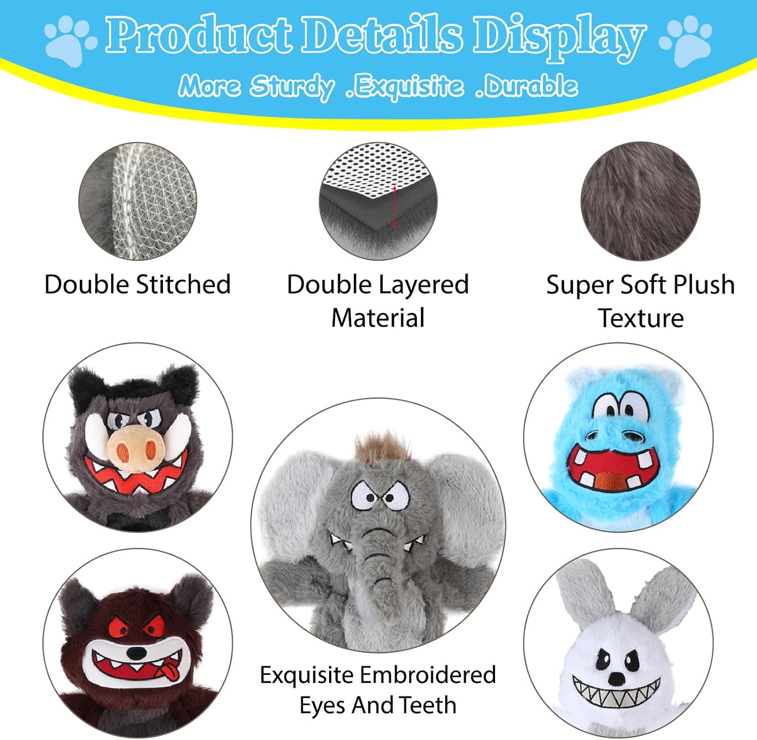 Bzonsmart Paquete de 6 juguetes chirriantes para perros. Juguetes m...