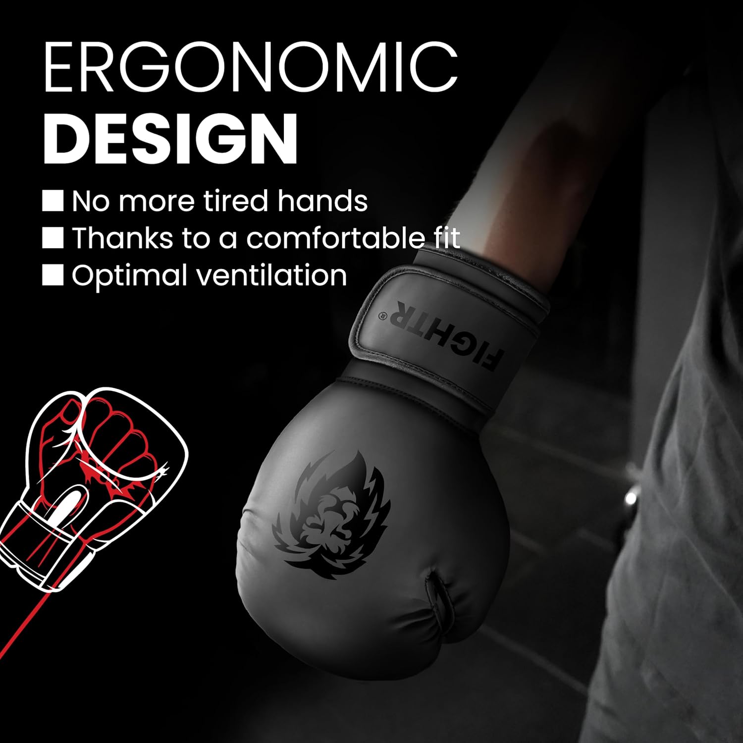 Guantes de boxeo FIGHTR® - Máxima protección y estabilidad | Guante...