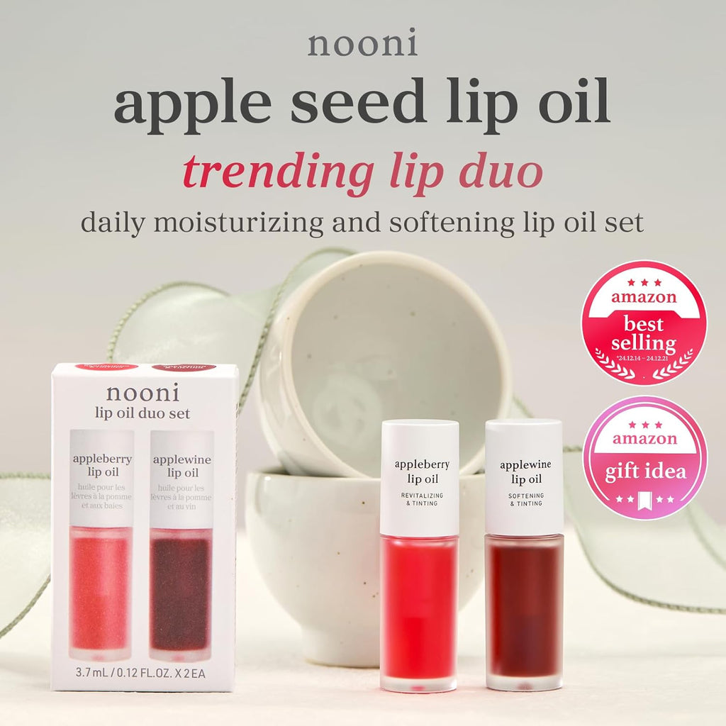 NOONI Juego de aceite de labios coreano, Appleberry y Applewine, de...