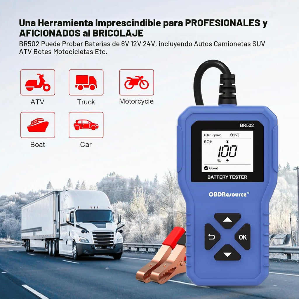 Probador de batería de coche 6V 12V 24V Probador de voltaje de bate...